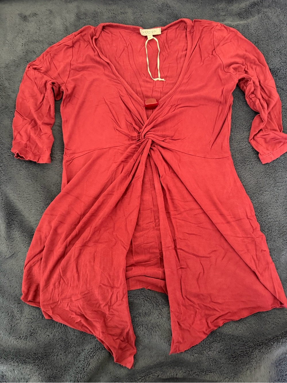 Vertigo Paris Red Twist-Front Tunic Top